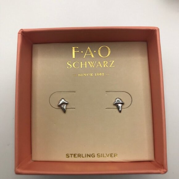 NWT FAO Schwarz Sterling Silver Stud Earrings Set of 2 Ice Cream & Crown - Picture 8 of 9